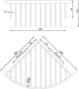 Eastbrook Solid messing doucherek driehoek met ronding zwart mat
