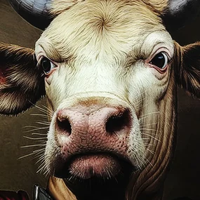 Kare Design Knight Cow Glas Schilderij 120x120