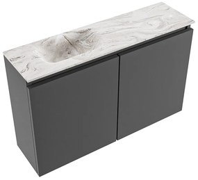 Mondiaz Ture DLux toiletmeubel 80cm dark grey met wastafel glace links met kraangat