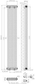 Eastbrook Imperia 2 koloms radiator 30x180cm 1078W wit glans