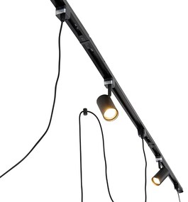Smart railsysteem zwart 3 spots en hanglamp 1-fase - Iconic Cavalux Jeana