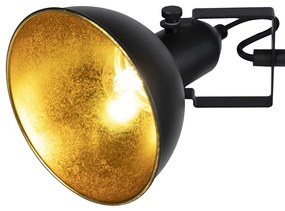 Industriële vloerlamp zwart met goud 3-lichts - Tommy Industriele / Industrie / Industrial E14 rond Binnenverlichting Lamp