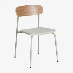 Set Van 4 Stapelbare Eetkamerstoelen Van Ijzer En Hout Wilpier Groen – Khaki & Licht Kakigroen Kunstleer - Sklum