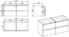 Fontana Elena badkamermeubel 120cm kasteel bruin met solid surface wastafel 2 kraangaten