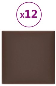 vidaXL Wandpanelen 12 st 1,08 m² 30x30 cm kunstleer bruin