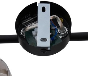 Moderne plafondlamp zwart met smoke glas rond 2-lichts - Cilin