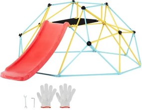 VEVOR Klimkoepel, 2,44 m Geometrisch klimrek met glijbaan, voor kinderen van 3 tot 9 jaar, Klimrek 272 kg draagvermogen, met klimgreep, Speeltoestel voor binnen en buiten, ideaal voor in de achtertuin
