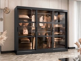 Kledingkast Comfivo Opus, Zwart, 203x250x65cm, 222 kg, Kledingkast deuren: Schuivend