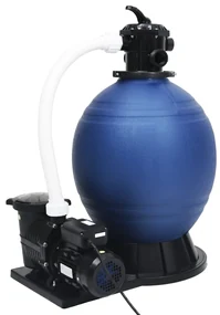 vidaXL Zandfilter met 7 instellingen en 1000 W pomp blauw en zwart