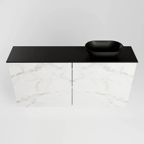 Mondiaz Fowy toiletmeubel 100cm Carrara met zwarte waskom rechts zonder kraangat