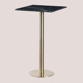 Vierkante Hoge Barkruktafel 60x60 Cm In Cosmopolitan Marmer Groen Marmer Big Flower & Champagne Goud - Sklum