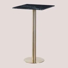 Vierkante Hoge Barkruktafel 60x60 Cm In Cosmopolitan Marmer Groen Marmer & Champagne Goud - Sklum