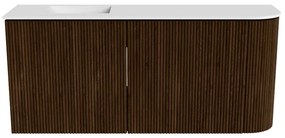 Mondiaz Joya 90cm toiletmeubel ronding rechts walnut met wastafel faye links 1 kraangat talc