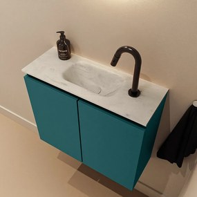 Mondiaz Ture DLux toiletmeubel 60cm smag met wastafel opalo midden met kraangat