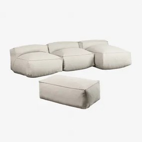 Dojans 3-delige Modulaire Chaise Longue Bank En Poef Voor De Tuin Beige - Semoline - Sklum