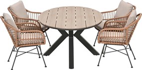 Garden Impressions Lucas tuinset bruin 5-delig - Tulli tuintafel 180x115 cm