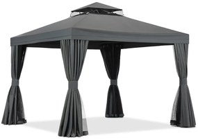 Tuinpaviljoen met klamboe en gordijnen Valencia 3x3 antraciet Garden Point