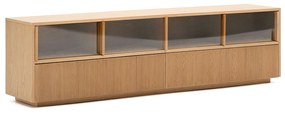 Kave Home Helvine Tv-meubel Eiken Met Glazen Schuifdeuren - 200x40x54cm.