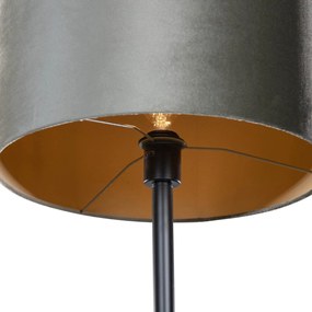 Vloerlamp zwart met velours kap groen 40cm - Simplo Klassiek / Antiek, Modern E27 rond Binnenverlichting Lamp