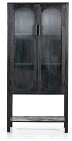 By-Boo Eden Zwarte Kast Met Ribbelglas - 75x35x160cm.