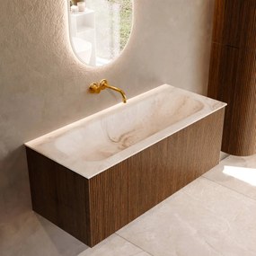 Mondiaz Kurve-dlux 110cm badmeubel dusk met 1 lade en wastafel big medium midden zonder kraangat frappe