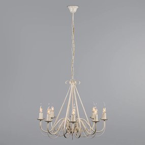 Kroonluchter crème 60 cm met taupe klemkappen - Giuseppe