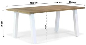 Dining Tuintafel rechthoekig 180 x 100 cm Teak Wit Glasgow