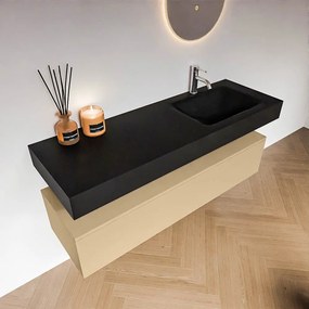 Zaro Alan badmeubel 140cm sand 1 lade met vrijhangende wastafel cloud rechts 1 kraangat urban
