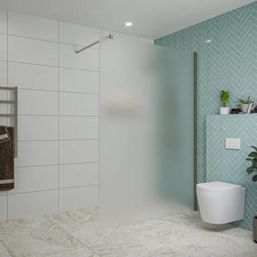 Fortifura Galeria inloopdouche - 140x200cm - mat glas - wandarm - Geborsteld Gunmetal PVD SW797937/SW797907