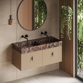 Muebles Zahora badmeubel ribbelfront 120cm macchiato met Dark Emperador wastafel zonder kraangaten