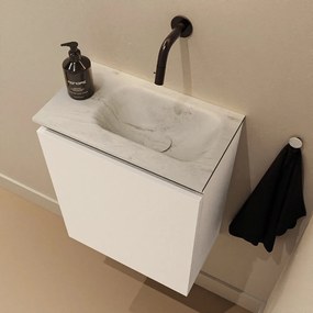 Mondiaz Ture DLux toiletmeubel 40cm talc met wastafel opalo rechts zonder kraangat