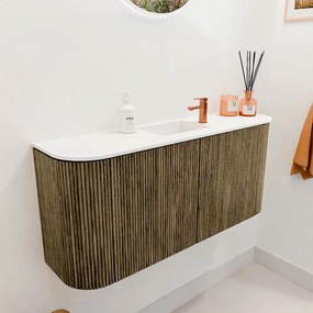 Mondiaz Joya 95cm toiletmeubel ronding links/rechts dusk met wastafel faye midden 1 kraangat talc