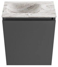 Mondiaz Ture DLux toiletmeubel 40cm dark grey met wastafel glace links met kraangat