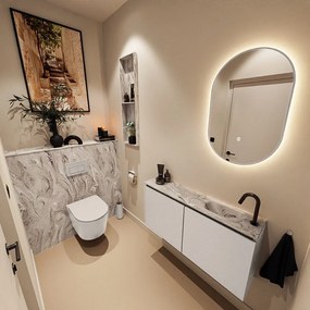 Mondiaz Ture DLux toiletmeubel 100cm linen met wastafel glace rechts met kraangat