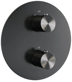 Brauer Stripe 3-weg inbouwthermostaat rond gunmetal geborsteld PVD
