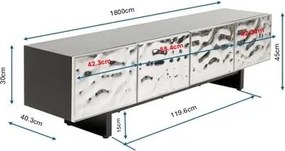 Chroom TV-meubel - 180x40x45cm.