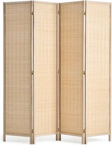 VEVOR 4-delig handgeweven bamboe privacyscherm, opvouwbare kamerverdeler met scharnieren, draagbare en vrijstaande kamerverdeler voor kamerverdeling, woonkamer, slaapkamer, natuurlijk