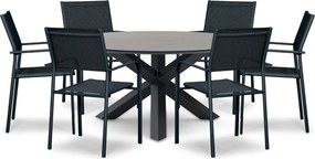 Tuinset Ronde Tuintafel 6 personen 150 cm Aluminium Grijs  Presto Brentino/Xento