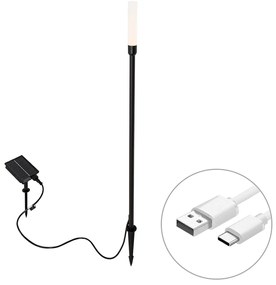 Buiten vloerlamp zwart incl. LED oplaadbaar en solar - Barry