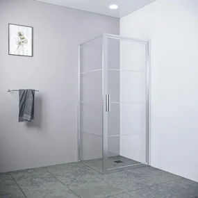 Saniclass Colorem douchecabine 90x90x200cm 8mm helder nano coating glas met frame geborsteld rvs R-MB-C90D-FFF / R-MB-2120-90-FFF