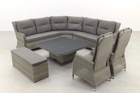 Sandigo lounge dining set met bijzetbank + 2x verstelbare tuinstoel