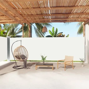 vidaXL Tuinscherm uittrekbaar 200x1000 cm crèmekleurig