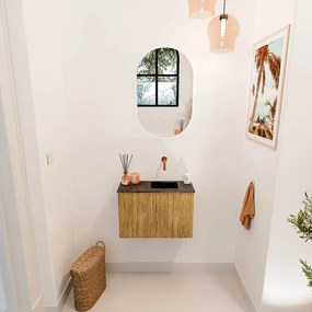 Mondiaz Joya DLux 60cm toiletmeubel oak met wastafel faye rechts zonder kraangat lava