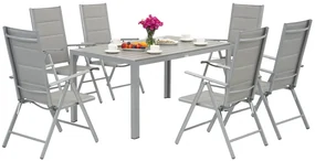 Verona polywood aluminium tuinset voor 6 personen Garden Point lichtgrijs