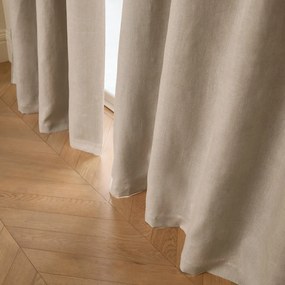 Verduisteringsgordijn van gewassen linnen, leren lussen, Private