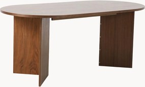 Ovale eettafel Miranda van eikenhoutfineer, 90 x 180 cm