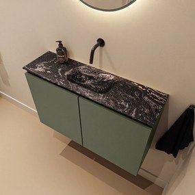 Mondiaz Ture DLux toiletmeubel 80cm army met wastafel lava midden zonder kraangat