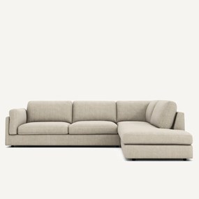 Katoenen en linnen hoekbank met longchair, César