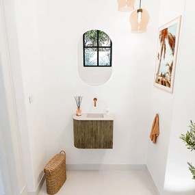 Mondiaz Joya DLux 50cm toiletmeubel ronding links dusk met wastafel faye rechts zonder kraangat meli