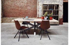 Goossens Eetkamerstoel Point donkerbruin kunstleer leuning, urban industrieel